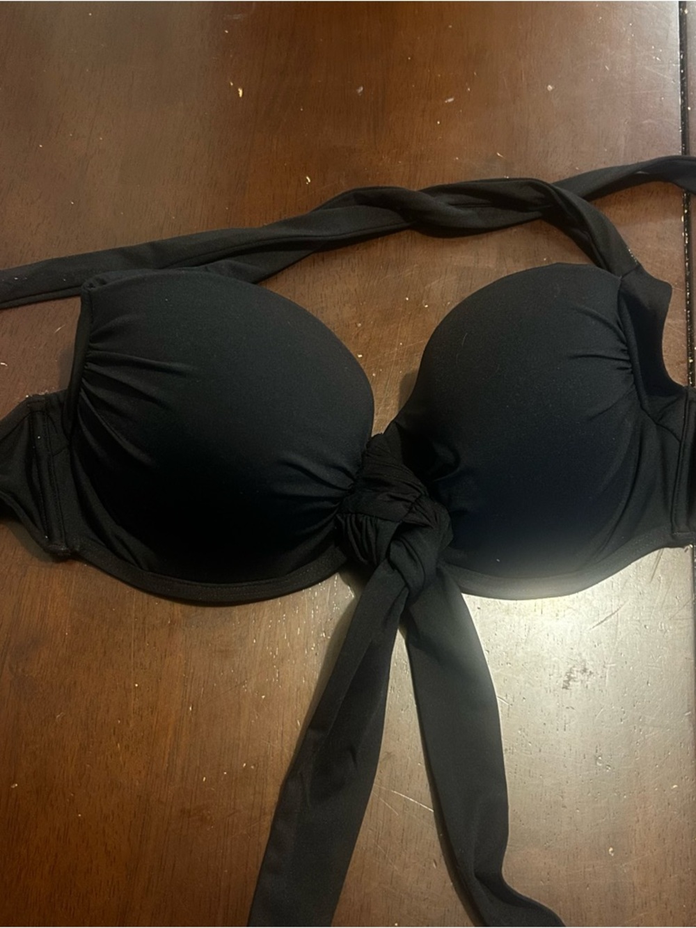Victoria’s Secret Black Push Up Bikini Top 34D Convertible Tie Front Halter